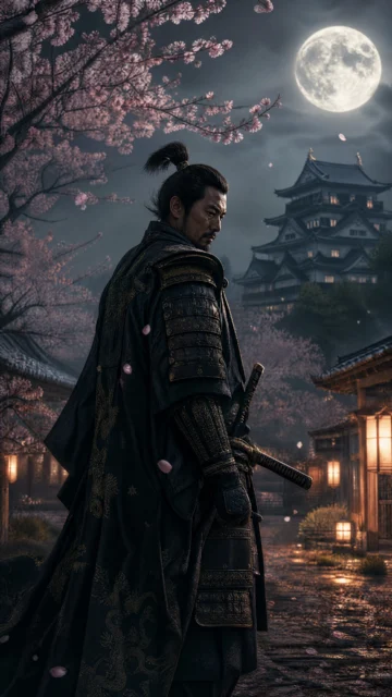 月下武士文化手机壁纸