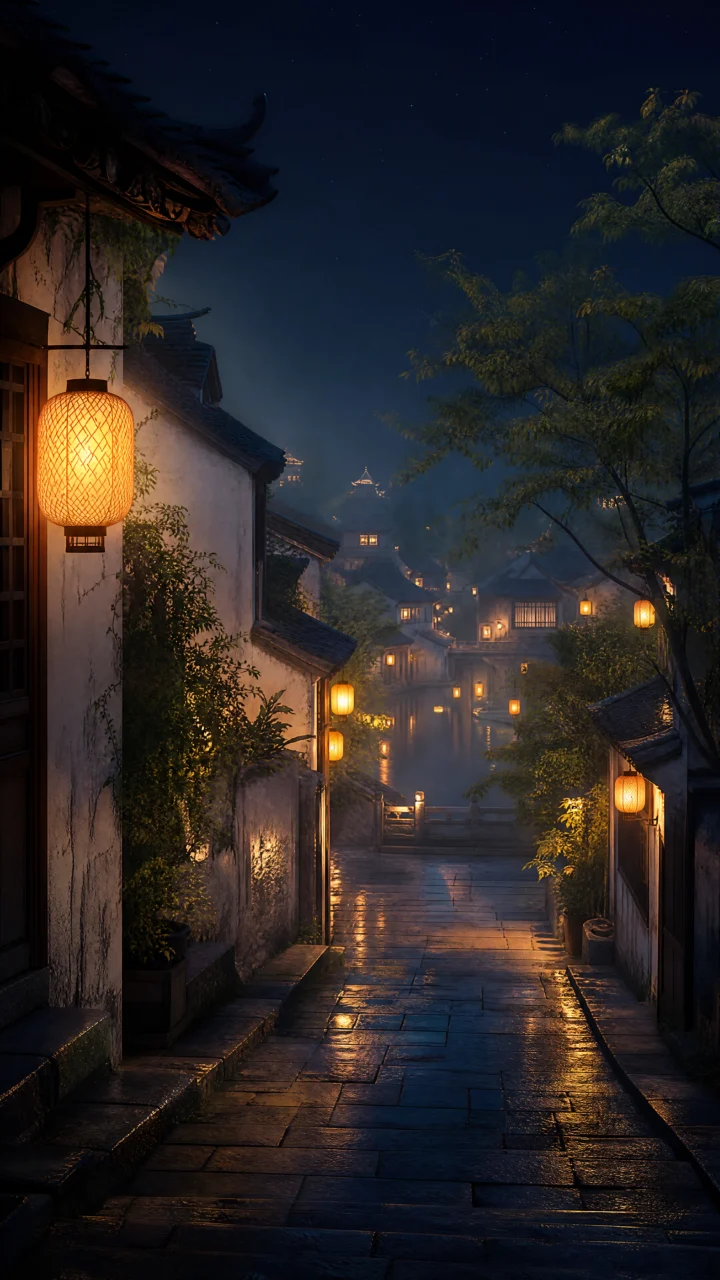 灯火阑珊夜色手机壁纸