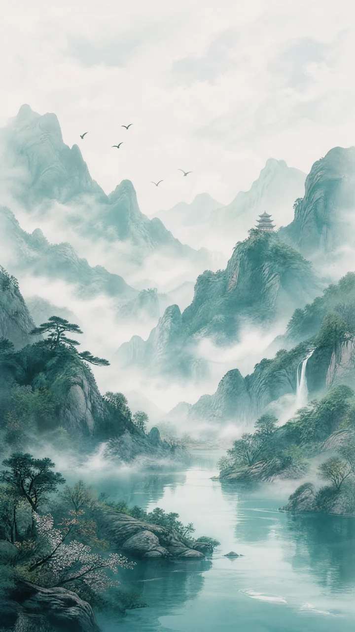 国风山水云雾手机壁纸