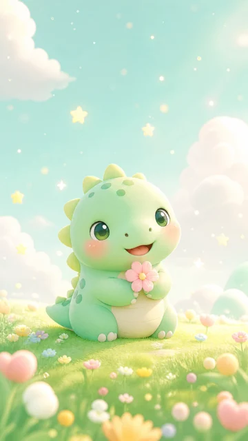 可爱恐龙治愈系手机壁纸