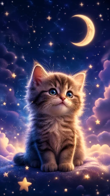 星星小猫梦幻手机壁纸