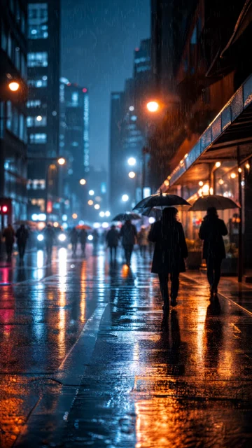 雨中霓虹街景手机壁纸