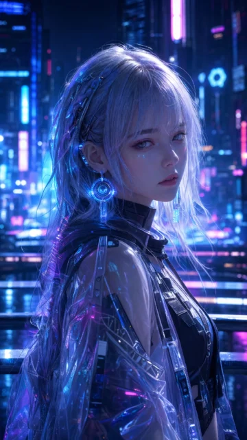 赛博少女霓虹夜色手机壁纸