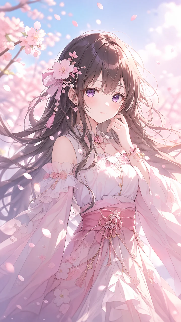 唯美樱花动漫女孩手机壁纸