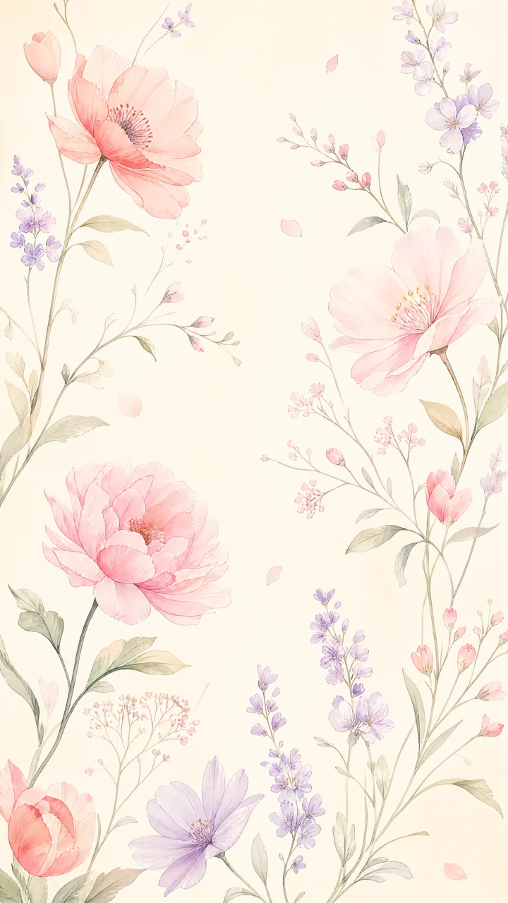 清新手绘花朵手机壁纸