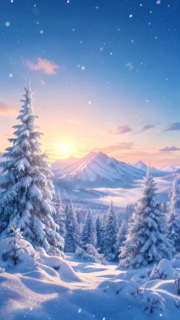 静谧冬日雪景手机壁纸