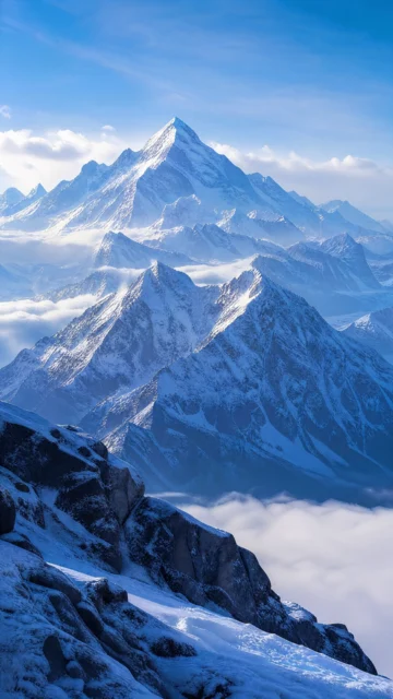晨光雪山手机壁纸
