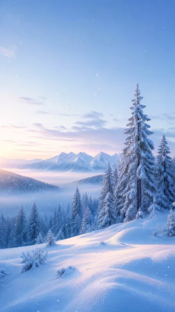 冬日雪林手机壁纸