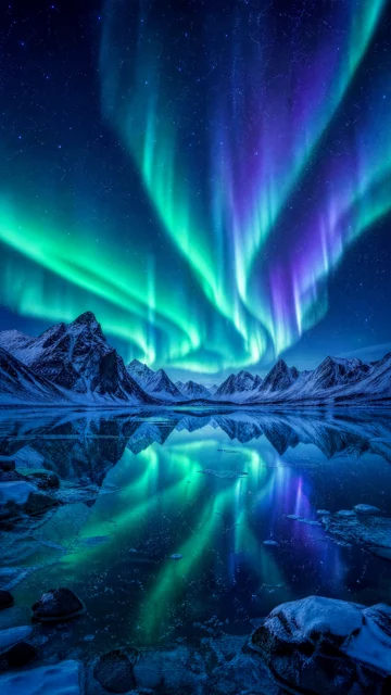 梦幻极光雪山手机壁纸