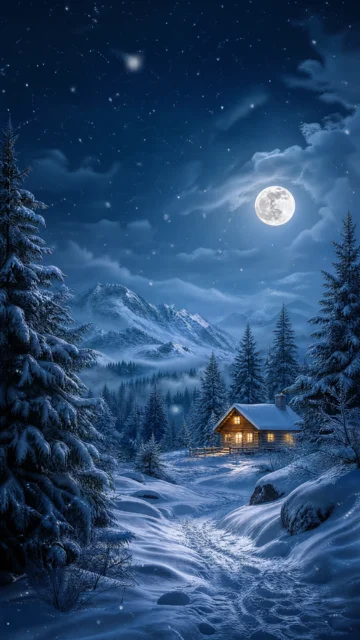 静谧雪夜手机壁纸