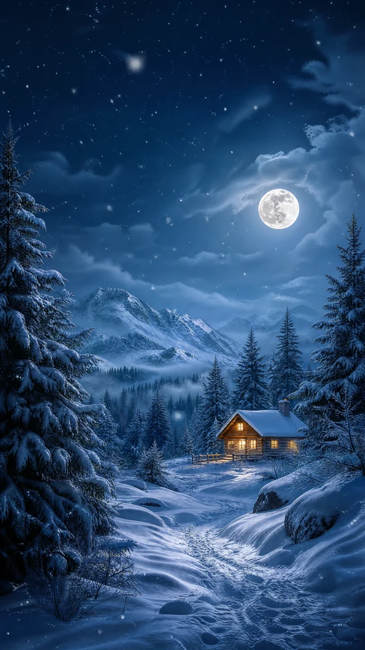 静谧雪夜手机壁纸
