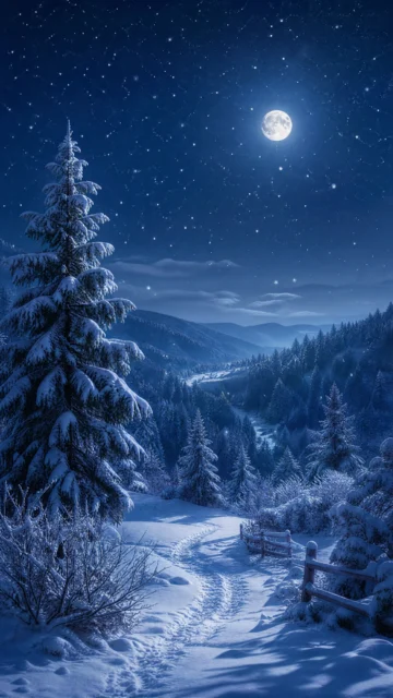 静谧雪夜手机壁纸