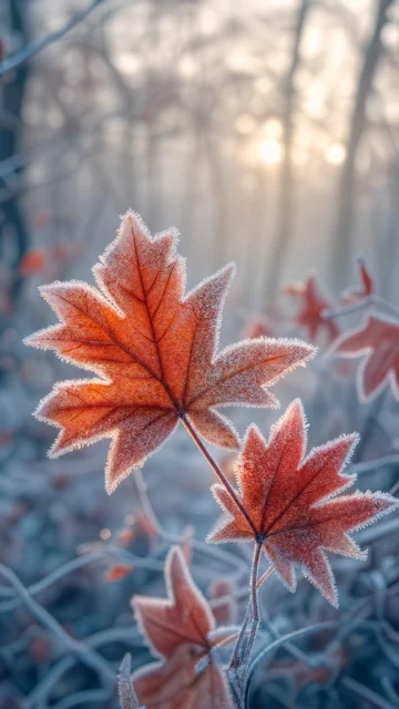 霜叶微光手机壁纸