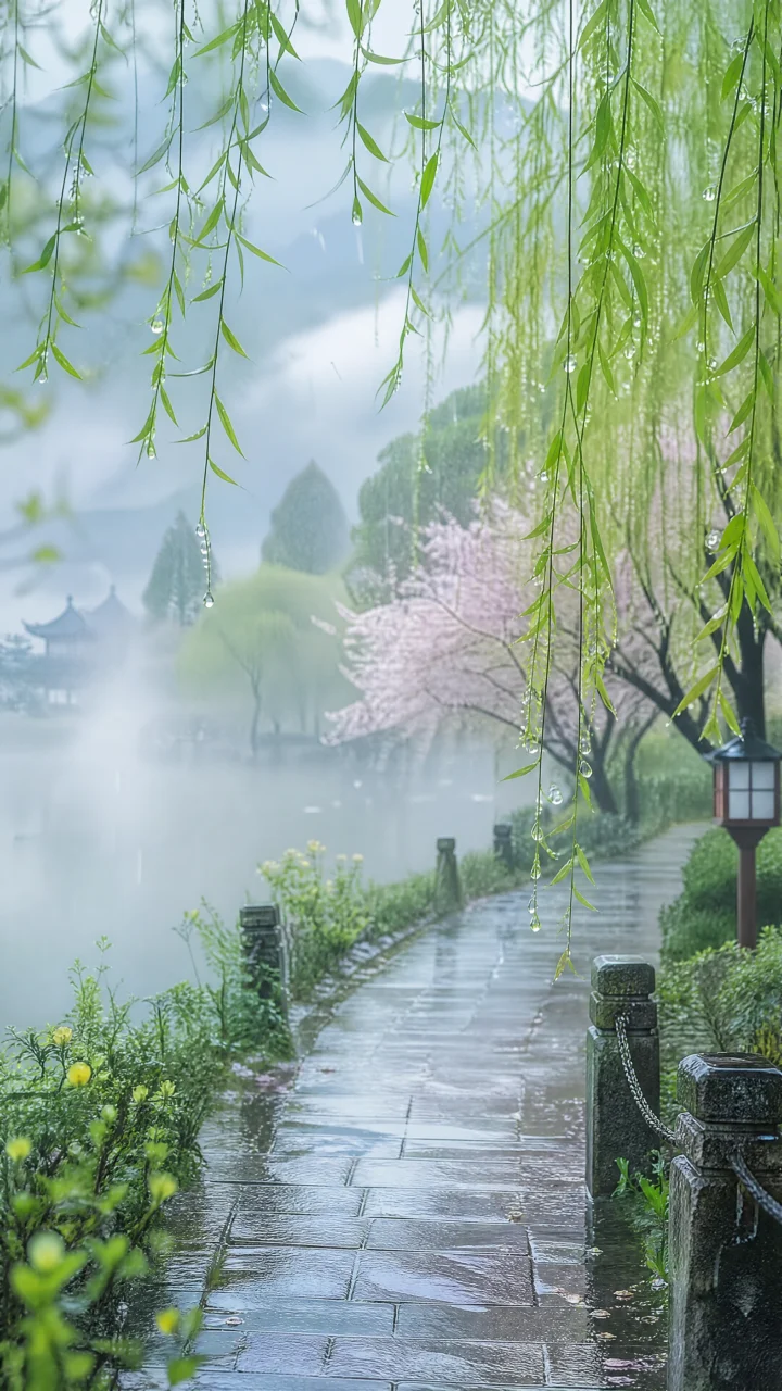 春雨微润的清新手机壁纸