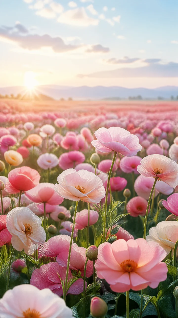 梦幻晨光花海手机壁纸