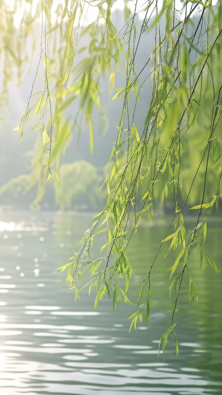 春风柳枝手机壁纸