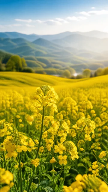 春日油菜花田手机壁纸