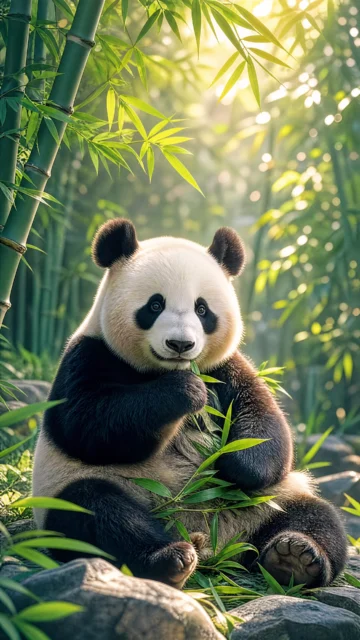 竹林熊猫治愈手机壁纸