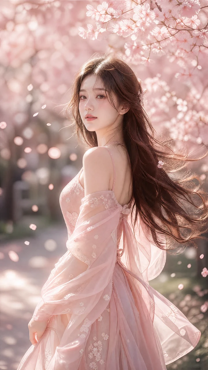 樱花微光少女手机壁纸