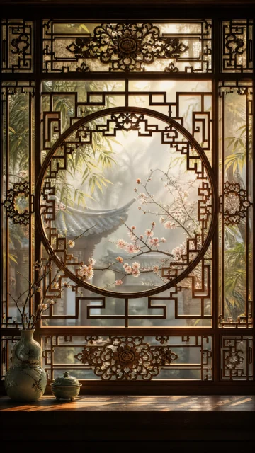 古风花窗手机壁纸