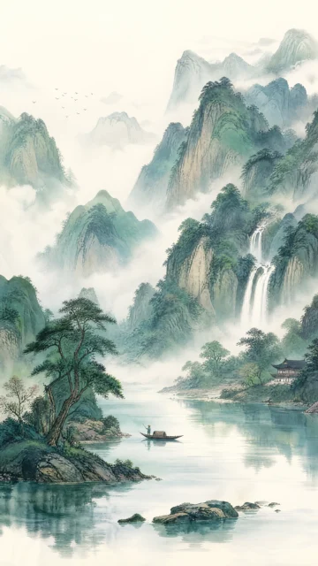 山水画卷手机壁纸
