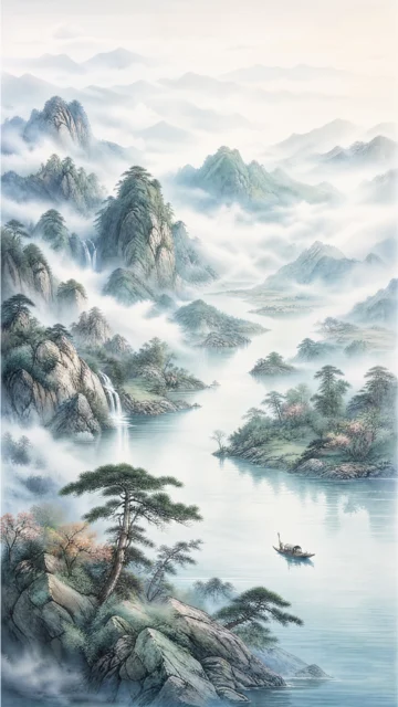 山水画卷手机壁纸