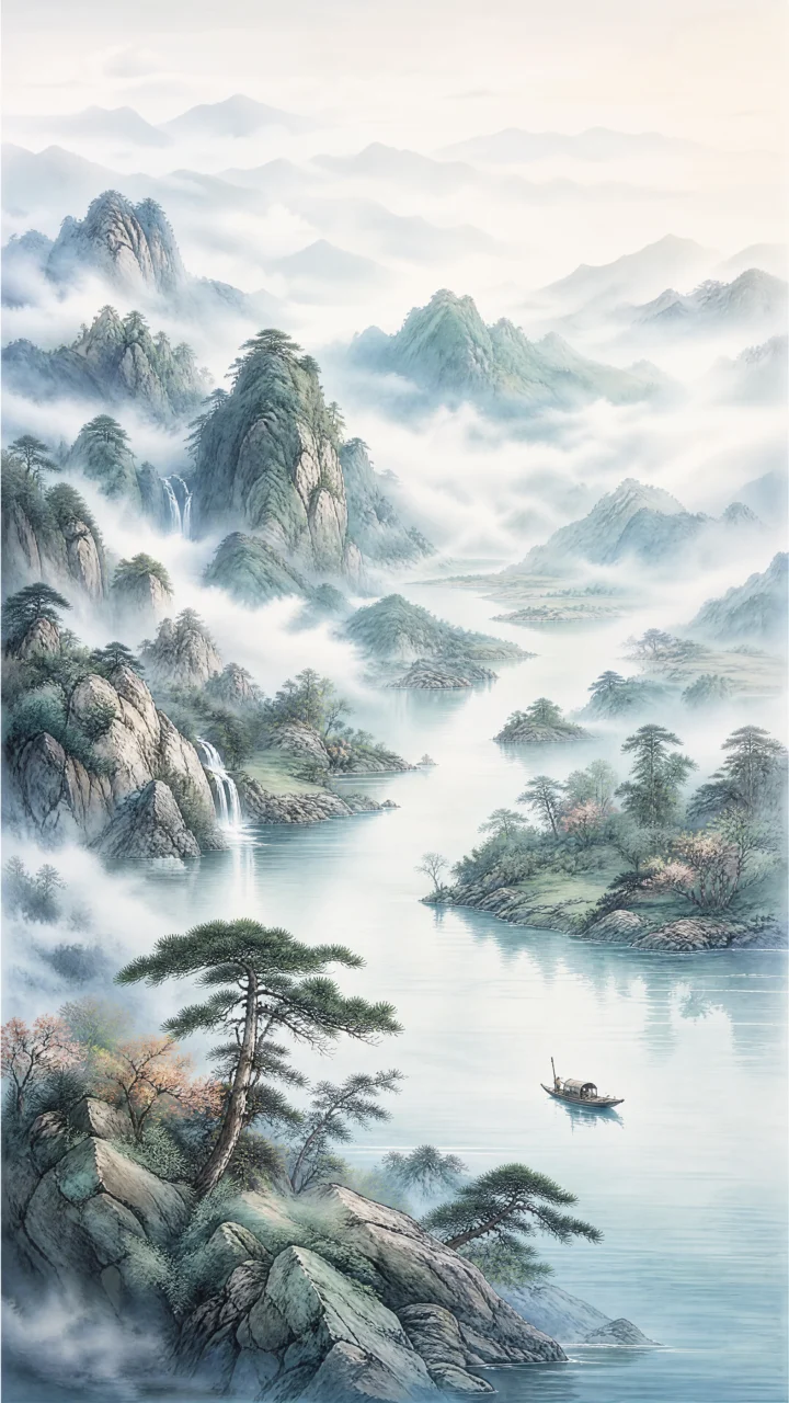 山水画卷手机壁纸