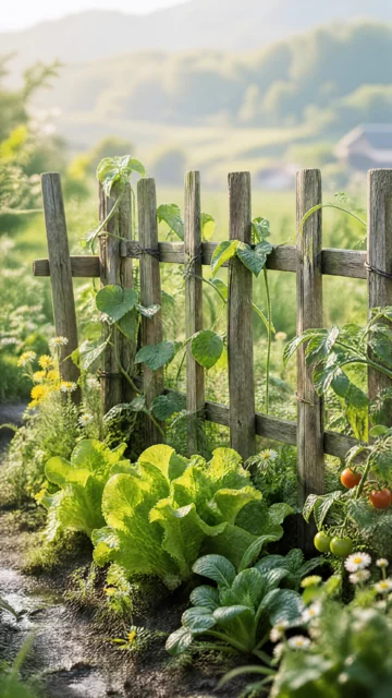 清晨菜园篱笆手机壁纸