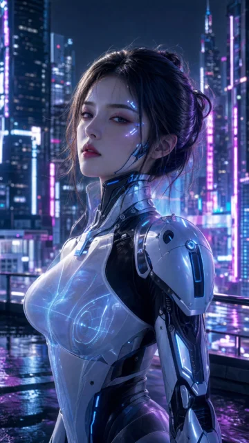 霓虹赛博美女手机壁纸