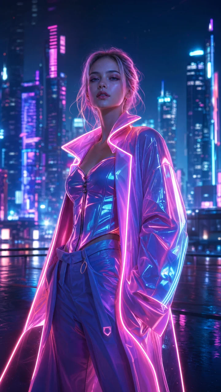 霓虹服饰美女手机壁纸