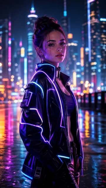 霓虹服饰美女手机壁纸