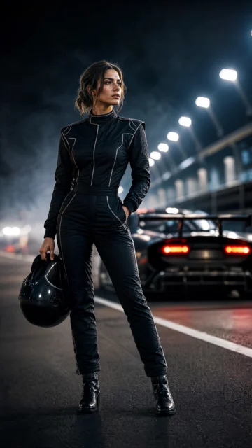 赛道夜光赛车服美女手机壁纸