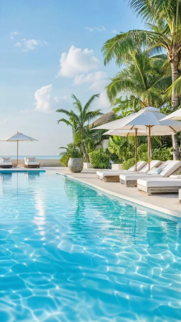 清新夏日泳池写真手机壁纸