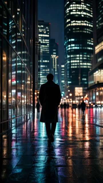 雨夜霓虹城市写真手机壁纸