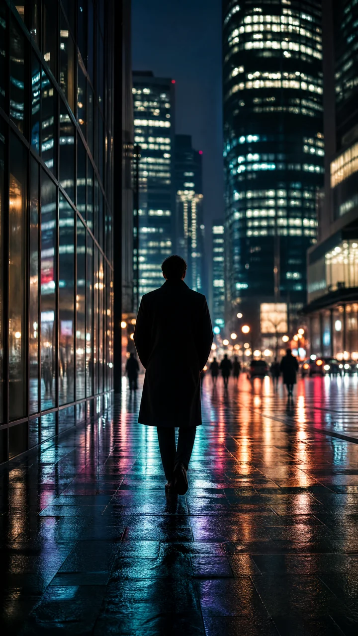 雨夜霓虹城市写真手机壁纸