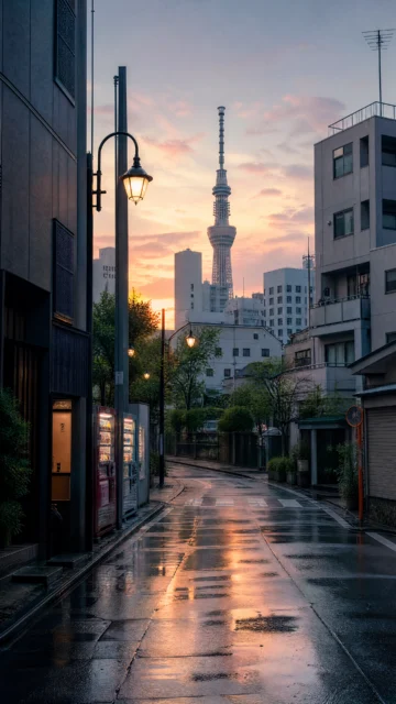 清晨东京街角日系写真手机壁纸