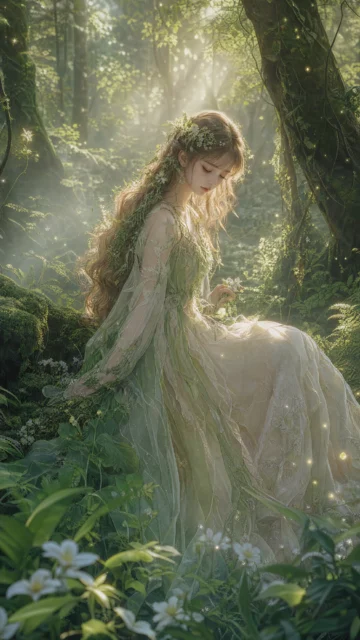 森林少女梦幻森系手机壁纸