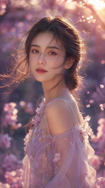 浪漫花影人像手机壁纸