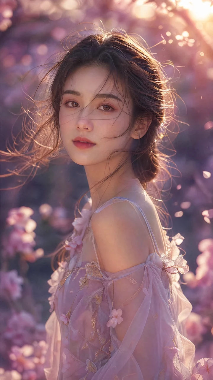 浪漫花影人像手机壁纸