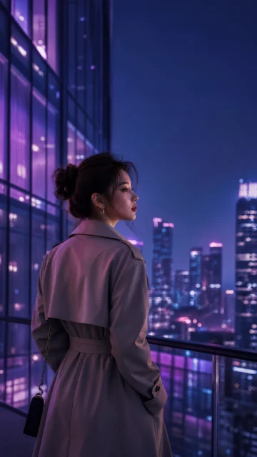 都市丽人霓虹夜景手机壁纸