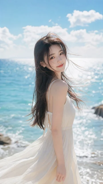 夏日少女清新海风手机壁纸