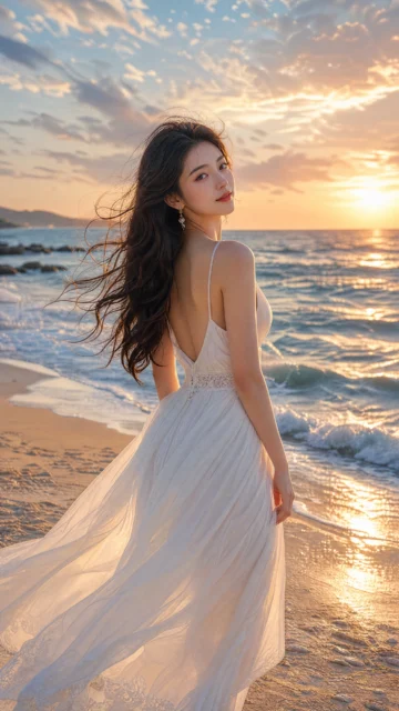 海边佳人唯美手机壁纸