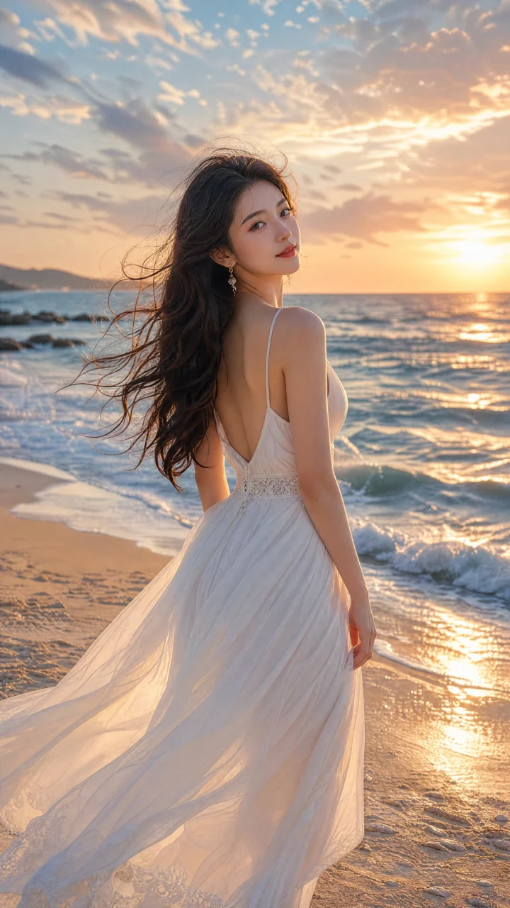 海边佳人唯美手机壁纸