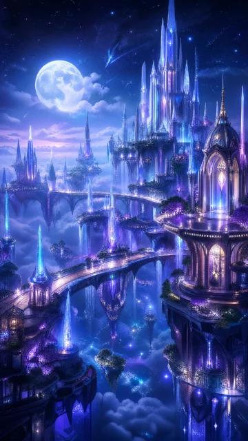 幻光云端幻想城市手机壁纸