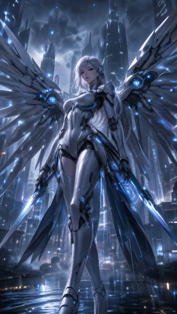 未来都市机甲少女手机壁纸