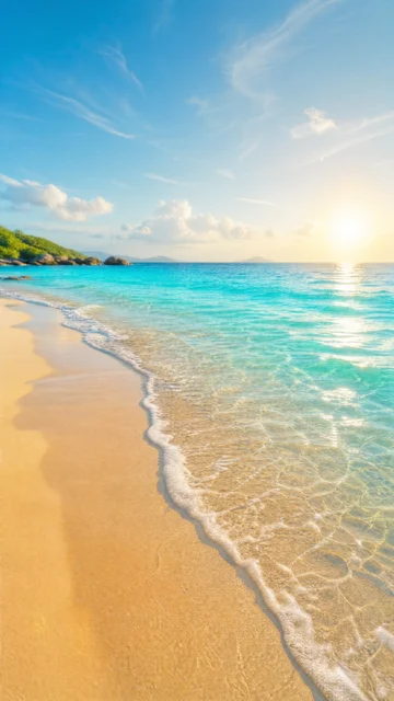 清澈海浪沙滩手机壁纸
