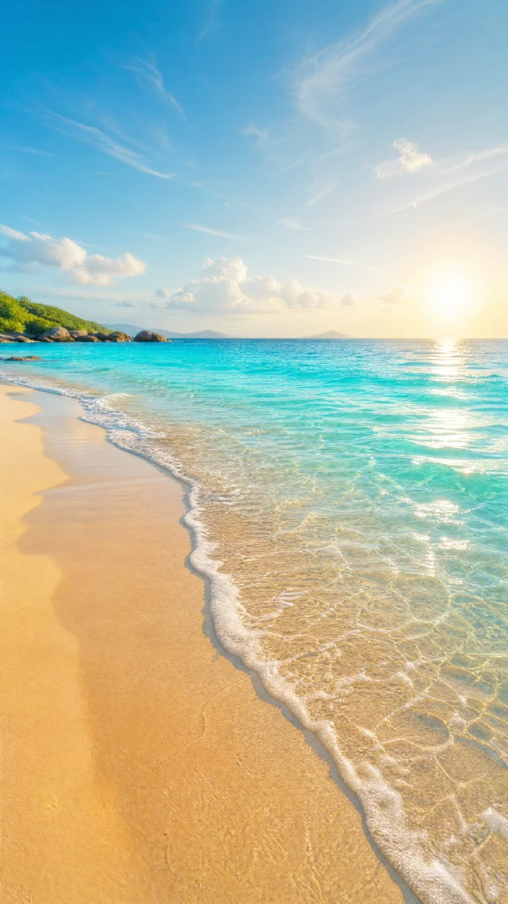 清澈海浪沙滩手机壁纸