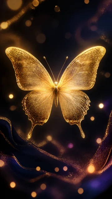 金色蝴蝶梦幻手机壁纸