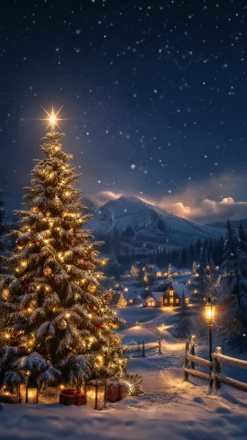 雪夜圣诞手机壁纸