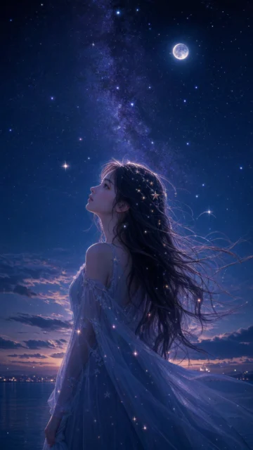 星空女孩梦幻手机壁纸